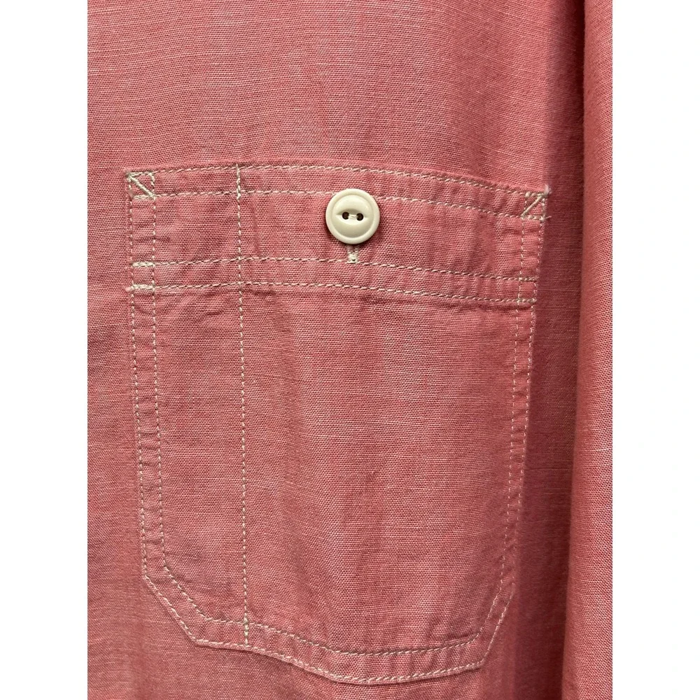 Lands End Button Down Mens XLT Pink Traditional Fit Long Sleeve Cotton 12244